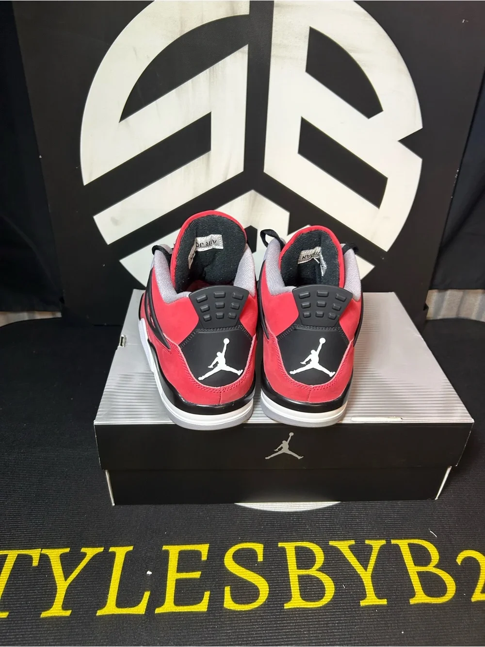 Jordan Toro Retro 4 Sneakers in Red, Black & Gray
